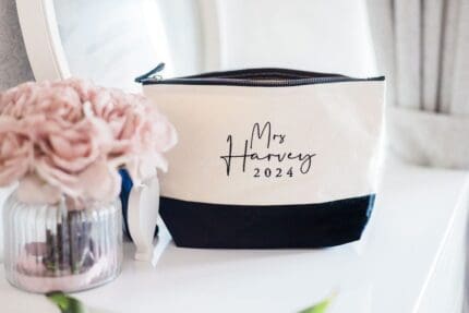 Makeup bag with personalised name